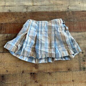 Gap Vintage Girls Cute Blue and Tan Plaid Skirt Skort with side buckle -5